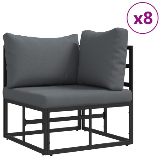Kerti Kanapé Szett 13 pcs Fekete 70 x 70 x 32 cm Alumínium