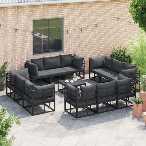 Kerti Kanapé Szett 13 pcs Fekete 70 x 70 x 32 cm Alumínium