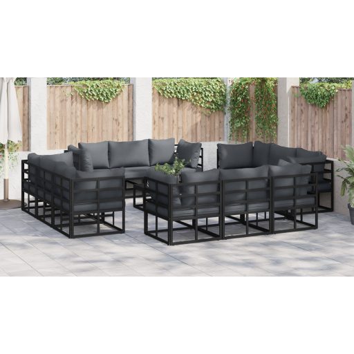Kerti Kanapé Szett 13 pcs Fekete 70 x 70 x 32 cm Alumínium