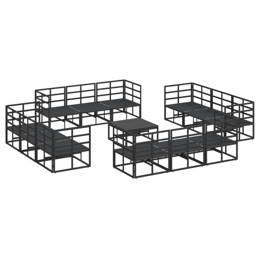 Kerti Kanapé Szett 13 pcs Fekete 70 x 70 x 32 cm Alumínium