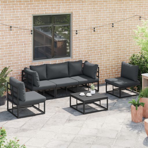 Kerti Kanapé Szett 5 pcs Fekete 213 x 71.5 x 71 cm Alumínium