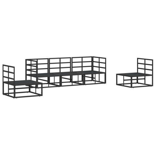 Kerti Kanapé Szett 5 pcs Fekete 213 x 71.5 x 71 cm Alumínium