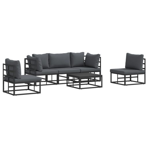 Kerti Kanapé Szett 6 pcs Fekete 70 x 70 x 32 cm Alumínium