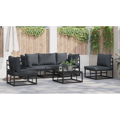 Kerti Kanapé Szett 6 pcs Fekete 70 x 70 x 32 cm Alumínium