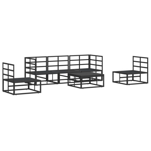 Kerti Kanapé Szett 6 pcs Fekete 70 x 70 x 32 cm Alumínium