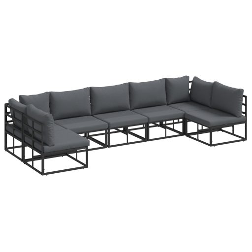 Kerti Kanapé Szett 7 pcs Fekete 353 x 141.5 x 71 cm Alumínium