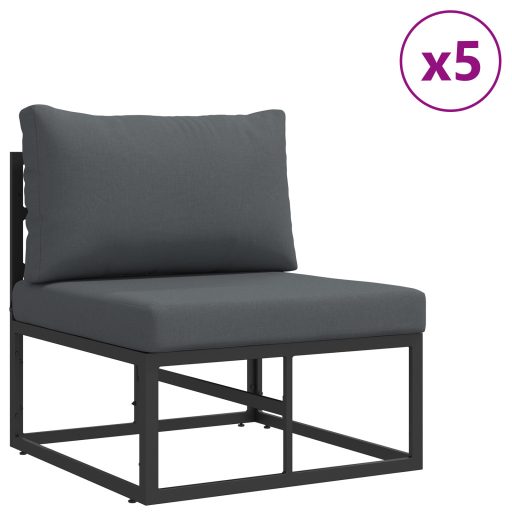 Kerti Kanapé Szett 7 pcs Fekete 353 x 141.5 x 71 cm Alumínium