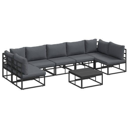 Kerti Kanapé Szett 8 pcs Fekete 70 x 70 x 32 cm Alumínium