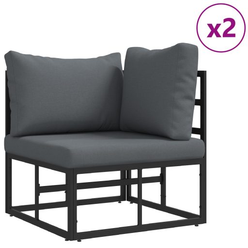 Kerti Kanapé Szett 8 pcs Fekete 70 x 70 x 32 cm Alumínium