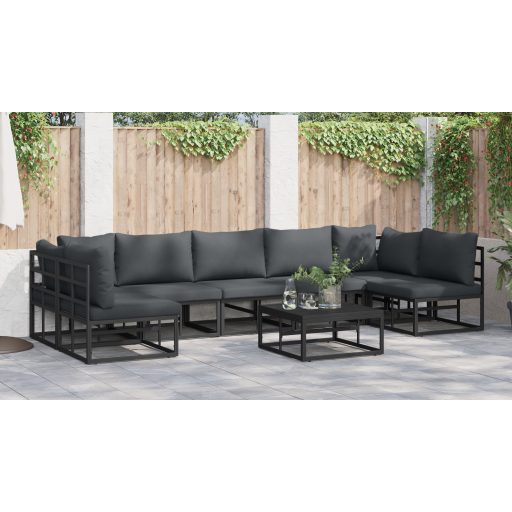 Kerti Kanapé Szett 8 pcs Fekete 70 x 70 x 32 cm Alumínium