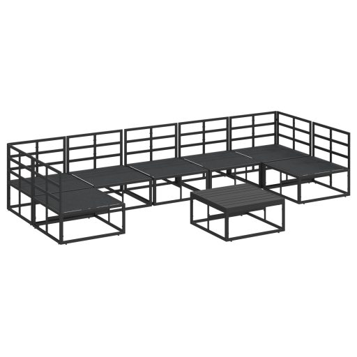 Kerti Kanapé Szett 8 pcs Fekete 70 x 70 x 32 cm Alumínium