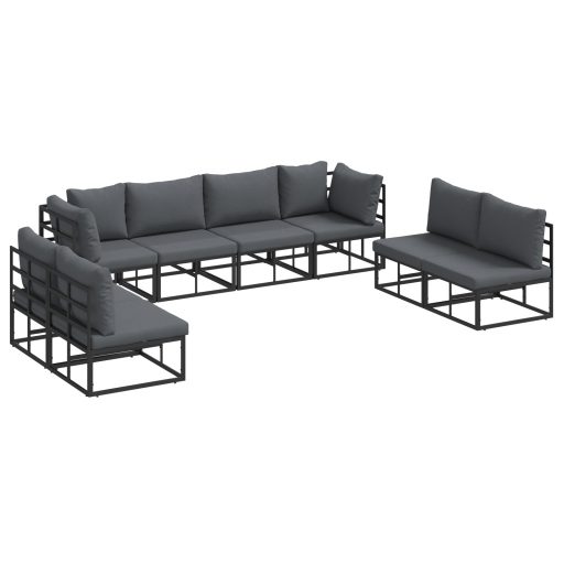 Kerti Kanapé Szett 8 pcs Fekete 283 x 71.5 x 71 cm Alumínium