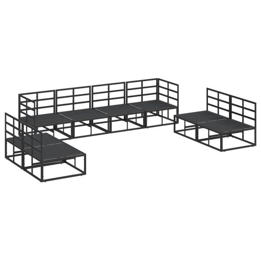 Kerti Kanapé Szett 8 pcs Fekete 283 x 71.5 x 71 cm Alumínium