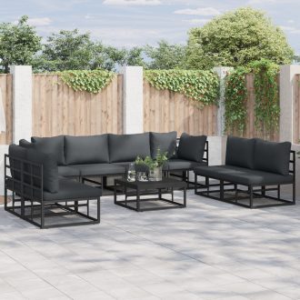 Kerti Kanapé Szett 9 pcs Fekete 70 x 70 x 32 cm Alumínium
