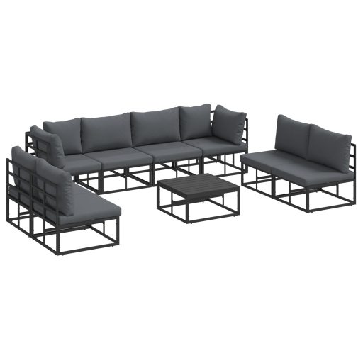 Kerti Kanapé Szett 9 pcs Fekete 70 x 70 x 32 cm Alumínium