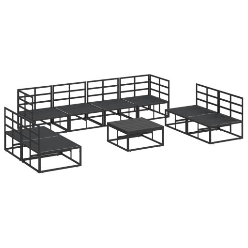 Kerti Kanapé Szett 9 pcs Fekete 70 x 70 x 32 cm Alumínium