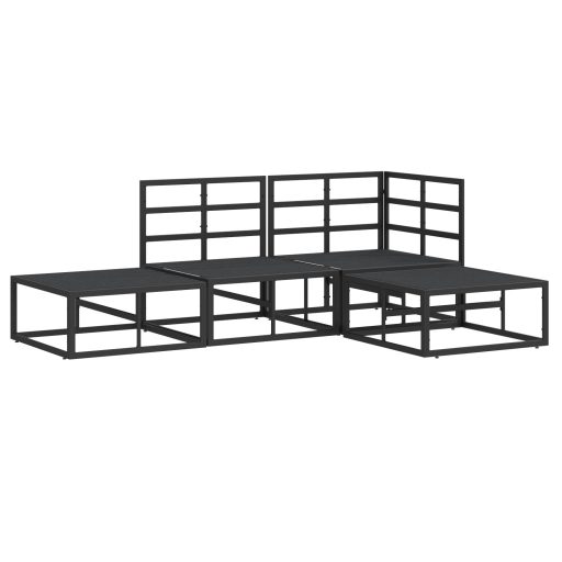 Kerti Kanapé Szett 4 pcs Fekete 211.5 x 141.5 x 71 cm Alumínium