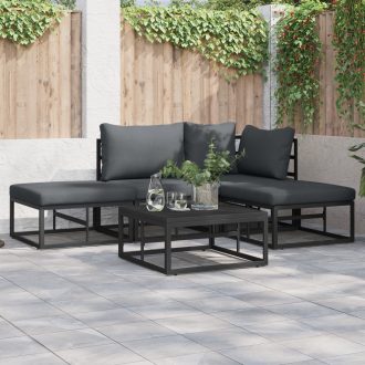 Kerti Kanapé Szett 5 pcs Fekete 70 x 70 x 32 cm Alumínium