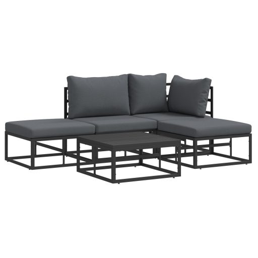 Kerti Kanapé Szett 5 pcs Fekete 70 x 70 x 32 cm Alumínium