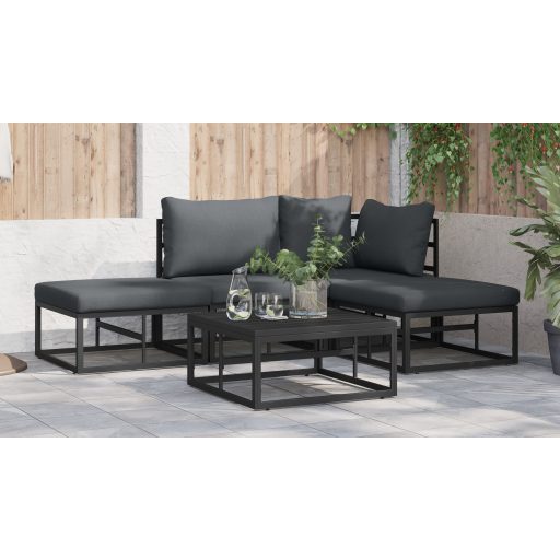 Kerti Kanapé Szett 5 pcs Fekete 70 x 70 x 32 cm Alumínium