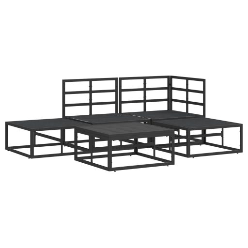 Kerti Kanapé Szett 5 pcs Fekete 70 x 70 x 32 cm Alumínium