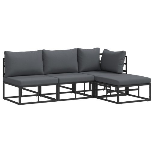 Kerti Kanapé Szett 4 pcs Fekete 211.5 x 141.5 x 71 cm Alumínium