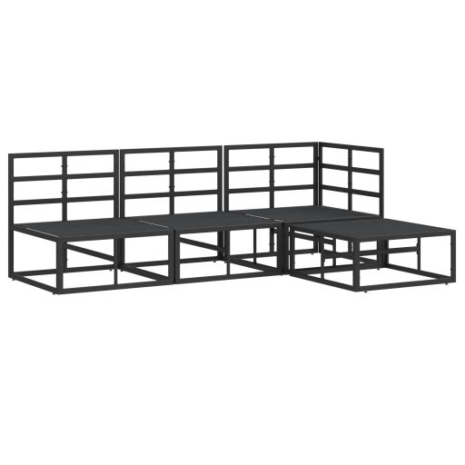 Kerti Kanapé Szett 4 pcs Fekete 211.5 x 141.5 x 71 cm Alumínium