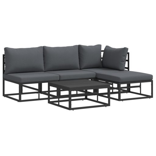 Kerti Kanapé Szett 5 pcs Fekete 70 x 70 x 32 cm Alumínium