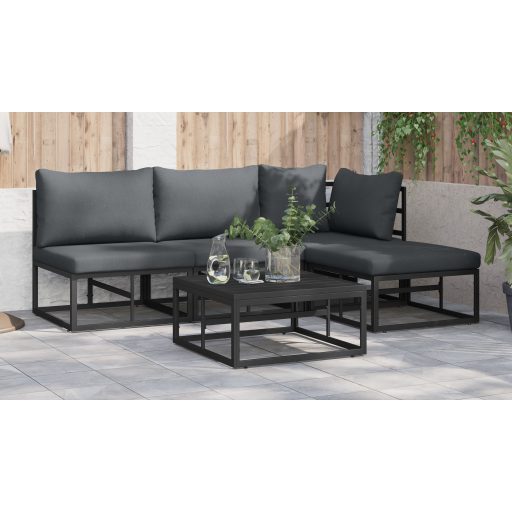 Kerti Kanapé Szett 5 pcs Fekete 70 x 70 x 32 cm Alumínium