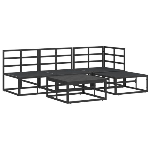 Kerti Kanapé Szett 5 pcs Fekete 70 x 70 x 32 cm Alumínium