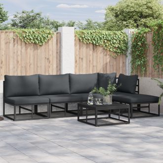   Kerti Kanapé Szett 5 pcs Fekete 281.5 x 141.5 x 71 cm Alumínium