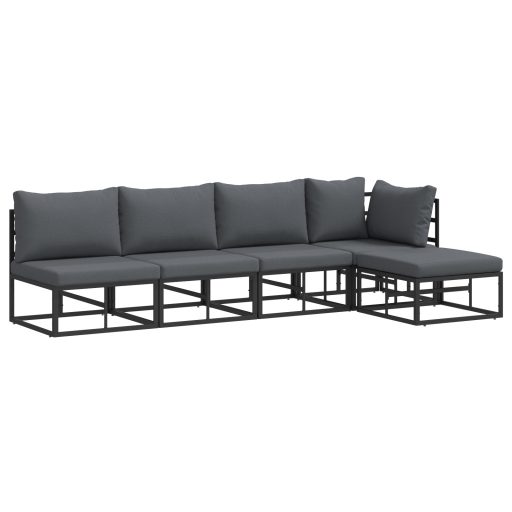 Kerti Kanapé Szett 5 pcs Fekete 281.5 x 141.5 x 71 cm Alumínium