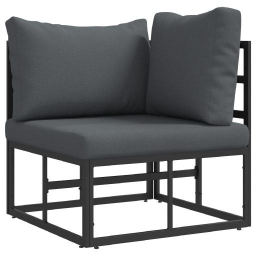 Kerti Kanapé Szett 5 pcs Fekete 281.5 x 141.5 x 71 cm Alumínium