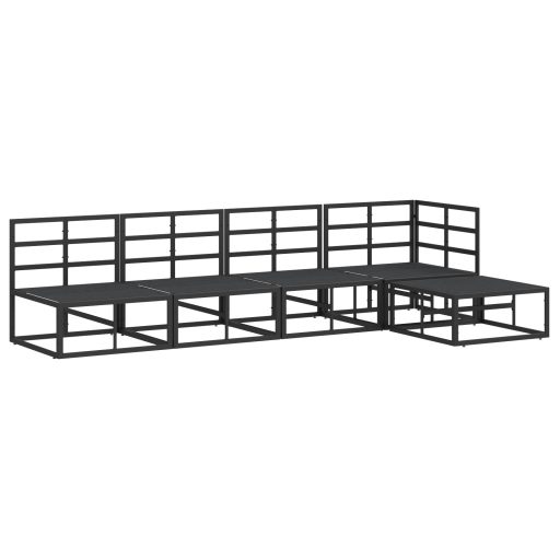 Kerti Kanapé Szett 5 pcs Fekete 281.5 x 141.5 x 71 cm Alumínium