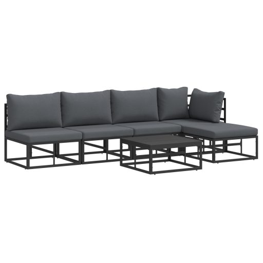 Kerti Kanapé Szett 6 pcs Fekete 70 x 70 x 32 cm Alumínium