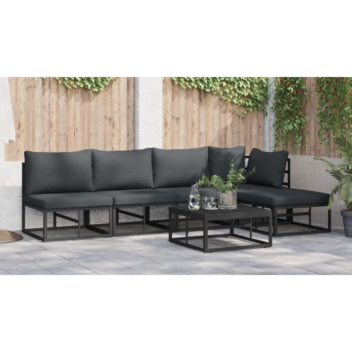 Kerti Kanapé Szett 6 pcs Fekete 70 x 70 x 32 cm Alumínium