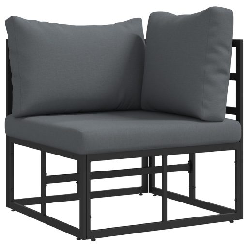 Kerti Kanapé Szett 6 pcs Fekete 70 x 70 x 32 cm Alumínium
