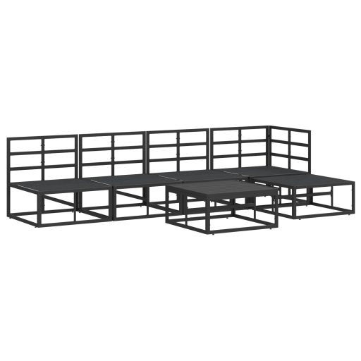 Kerti Kanapé Szett 6 pcs Fekete 70 x 70 x 32 cm Alumínium