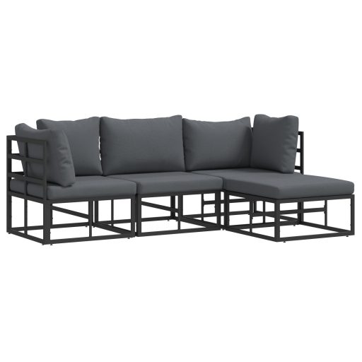 Kerti Kanapé Szett 4 pcs Fekete 213 x 141.5 x 71 cm Alumínium