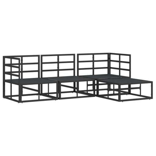 Kerti Kanapé Szett 4 pcs Fekete 213 x 141.5 x 71 cm Alumínium