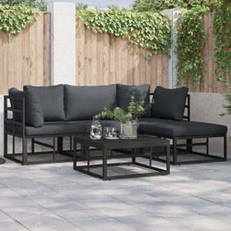   Kerti Kanapé Szett 5 pcs Fekete 213 x 141.5 x 71 cm Alumínium