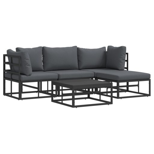 Kerti Kanapé Szett 5 pcs Fekete 213 x 141.5 x 71 cm Alumínium