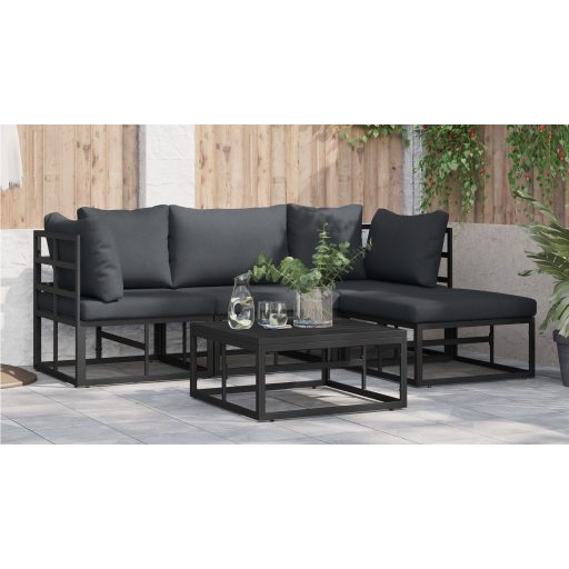 Kerti Kanapé Szett 5 pcs Fekete 213 x 141.5 x 71 cm Alumínium