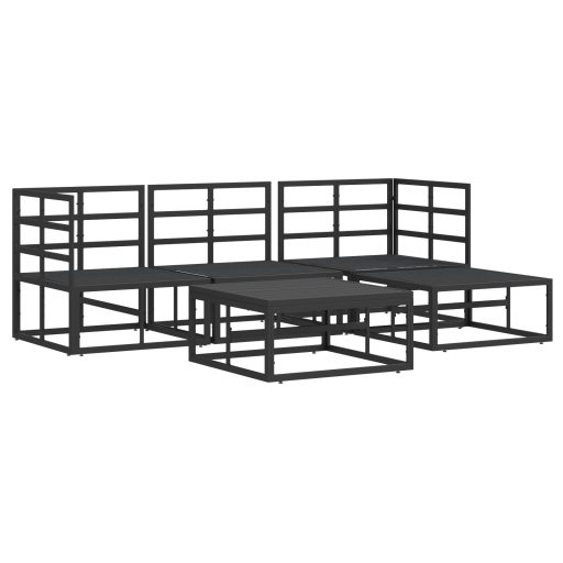 Kerti Kanapé Szett 5 pcs Fekete 213 x 141.5 x 71 cm Alumínium