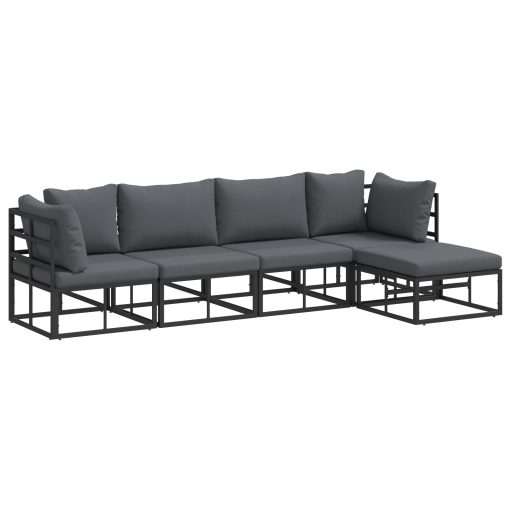 Kerti Kanapé Szett 5 pcs Fekete 283 x 141.5 x 71 cm Alumínium