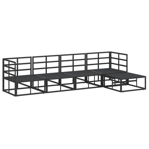Kerti Kanapé Szett 5 pcs Fekete 283 x 141.5 x 71 cm Alumínium
