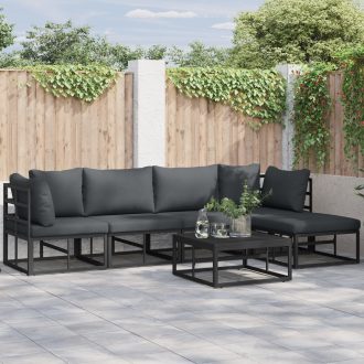Kerti Kanapé Szett 6 pcs Fekete 70 x 70 x 32 cm Alumínium