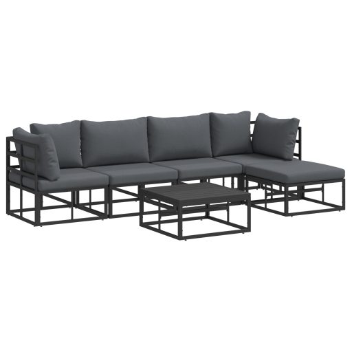 Kerti Kanapé Szett 6 pcs Fekete 70 x 70 x 32 cm Alumínium