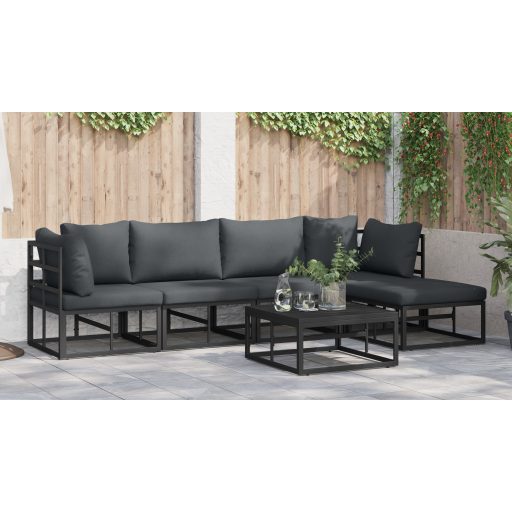Kerti Kanapé Szett 6 pcs Fekete 70 x 70 x 32 cm Alumínium