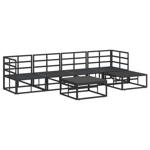 Kerti Kanapé Szett 6 pcs Fekete 70 x 70 x 32 cm Alumínium